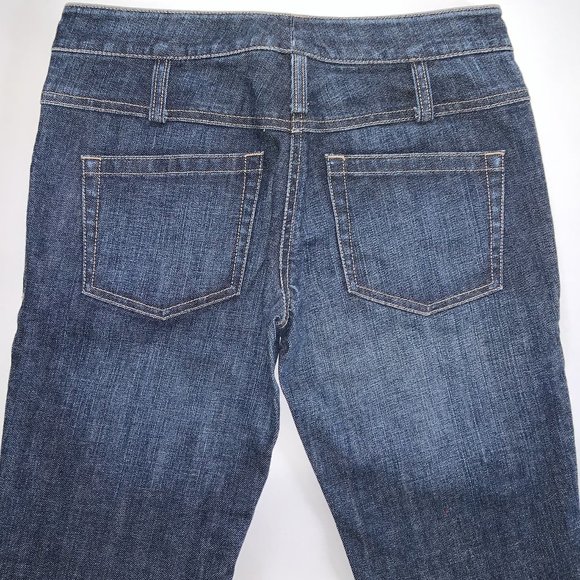 ELIE TAHARI WOMENS SIZE 2P STRAIGHT LEG DARK WASH BLUE JEANS WITH DROP WAIST - Picture 1 of 7